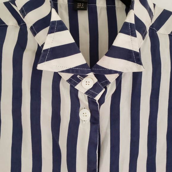 Burberry London navy  and white striped button up - Picture 4 of 9